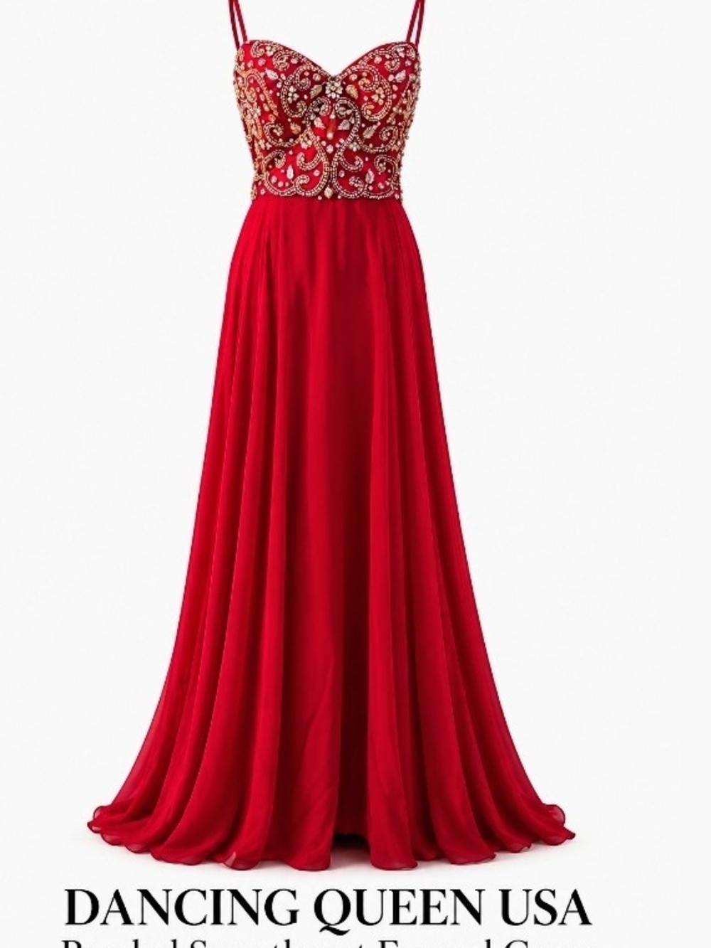 MOB MOG SPECIAL OCCASION Dancing Queen USA Red Embellished Evening Dress
